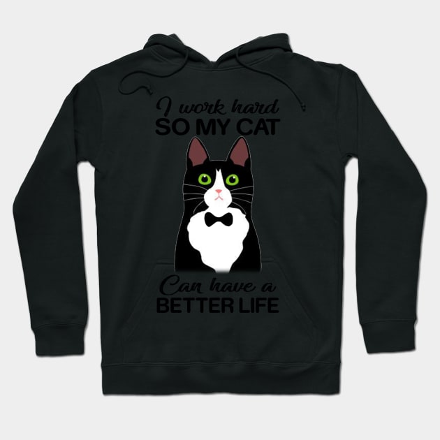 Hard Working Cat Owner T-Shirt Funny Black Cat Gif Hoodie by TeeLovely